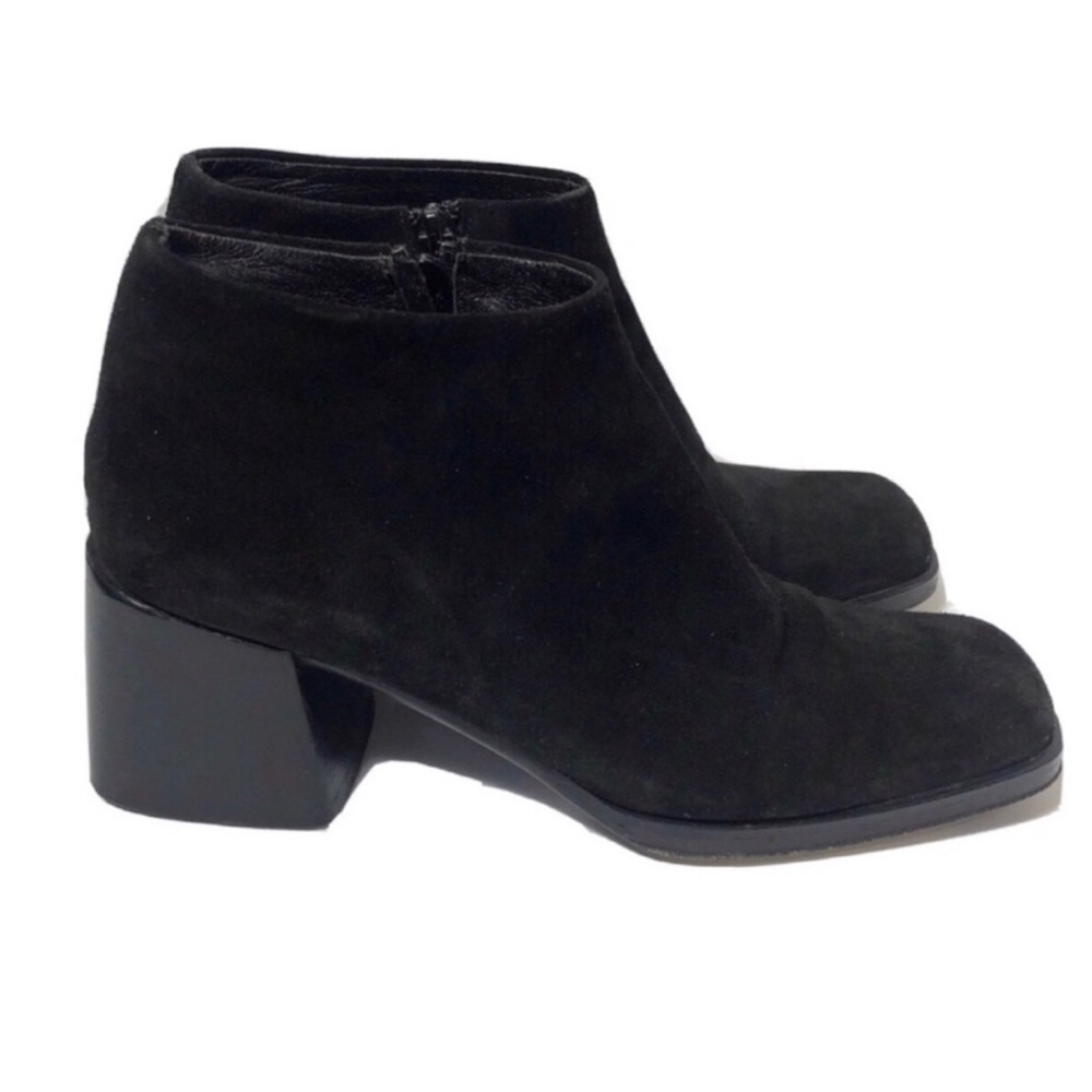 Via Spiga suede black block heel ankle bootie. Size 7.5.